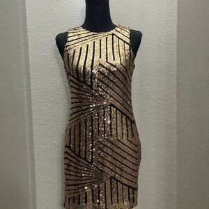 One Clothing Gold and Black Mini Dress